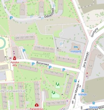 Ulica Bazarowa na planie Szczecina z 2000 roku